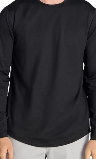 Men's Plain Drop-Cut Long Sleeve Crewneck Shirt for Men