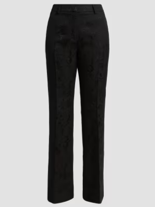 Floral Jacquard Boot-Cut Trousers