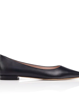 Lulu Black Leather Flat