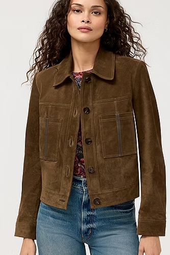 PATCH POCKET SUEDE CROPPED JACKET