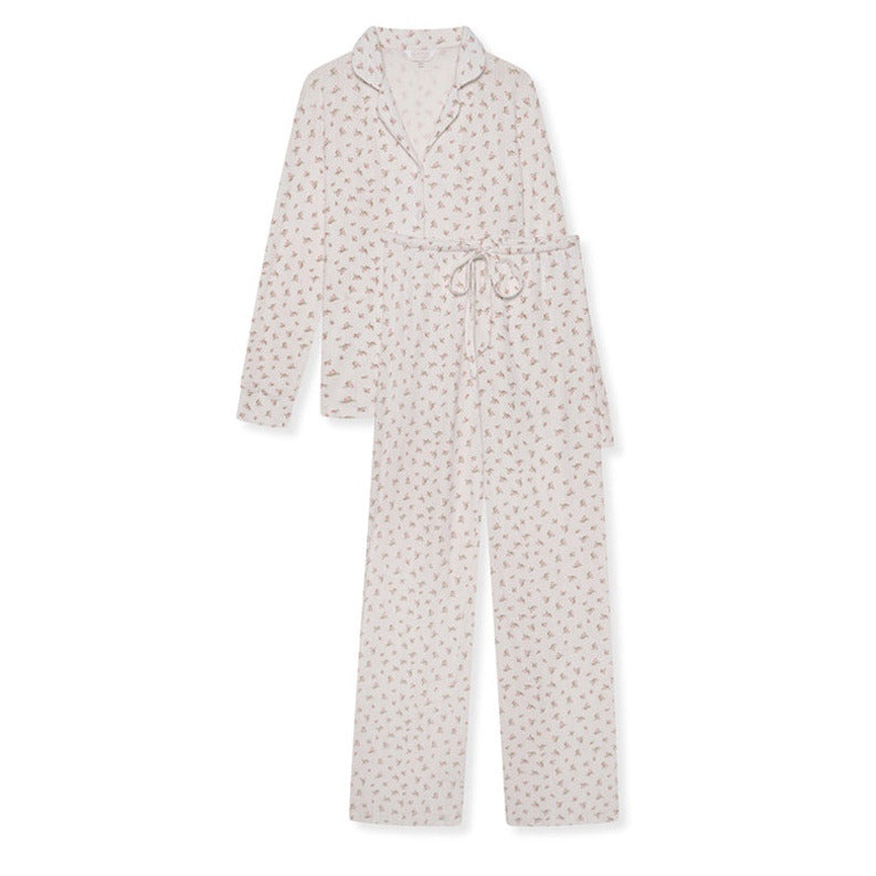 Cotton Pointelle Pyjama Trouser Set - Rose