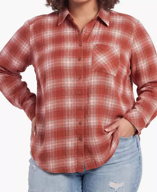 Plus Size Lizzie Slim-Fit Plaid Button-Up Shirt