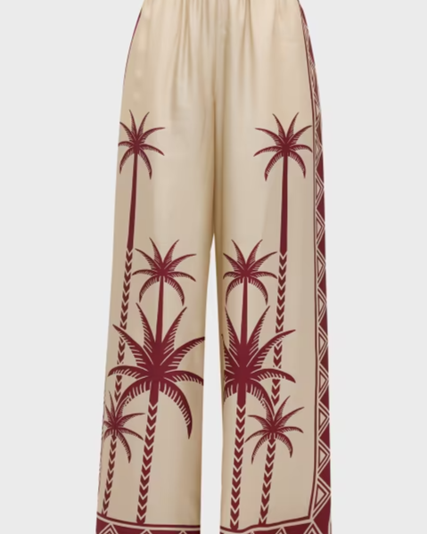 Placed-Print Wide-Leg Silk Palazzo Pants