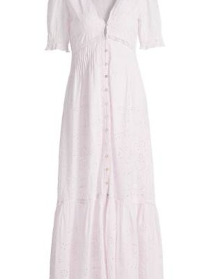 Tarragon Broderie Anglaise V-Neck Maxi Dress
