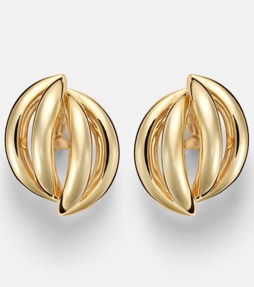 Abstract Line gold-plated clip-on earrings