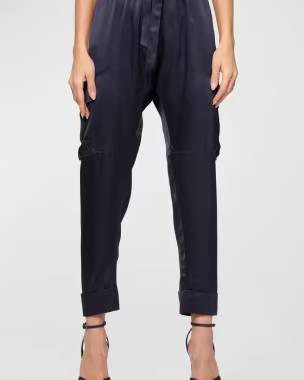 Carmen Cropped Silk Cargo Pants