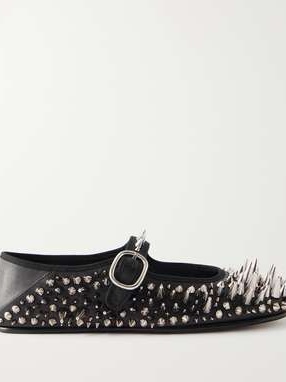 Veneziana studded leather Mary Jane ballet flats