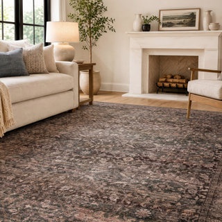 WAYFAIR DISTRESSED ALLOVER CHESTNUT BROWN MACHINE WASHABLE NON-SLIP BACKING AREA RUG