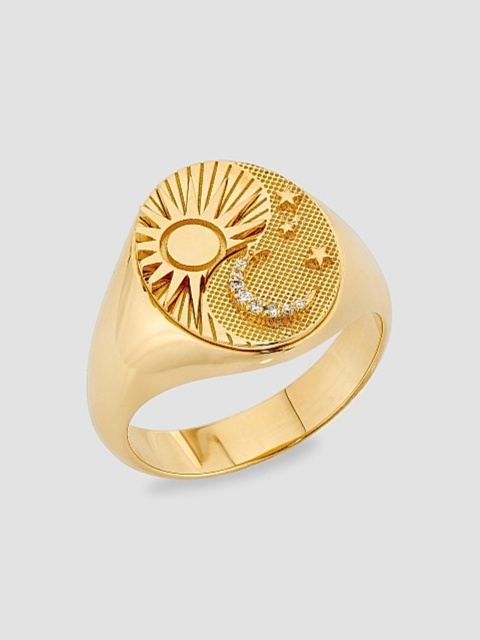 Astrology Balance 18K White & Yellow Gold & 0.025 TCW Diamond Signet Ring
