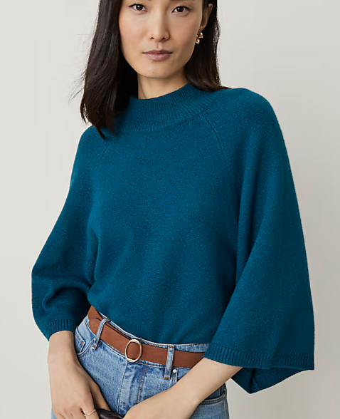 Wide Sleeve Mock Neck Sweater