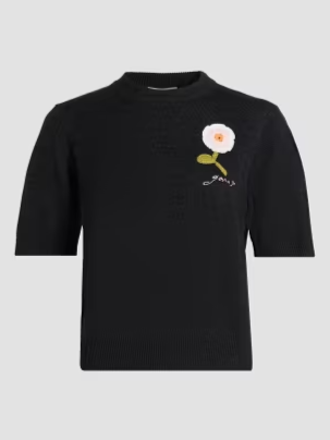 Floral Crochet Wool-Cotton T-Shirt
