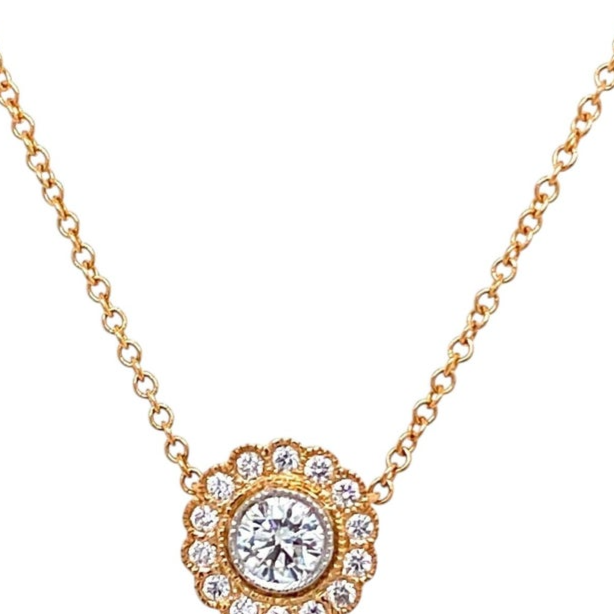 Tiffany & Co. Enchant Garden Diamond 18k Rose Gold Flower Pendant Necklace 16"