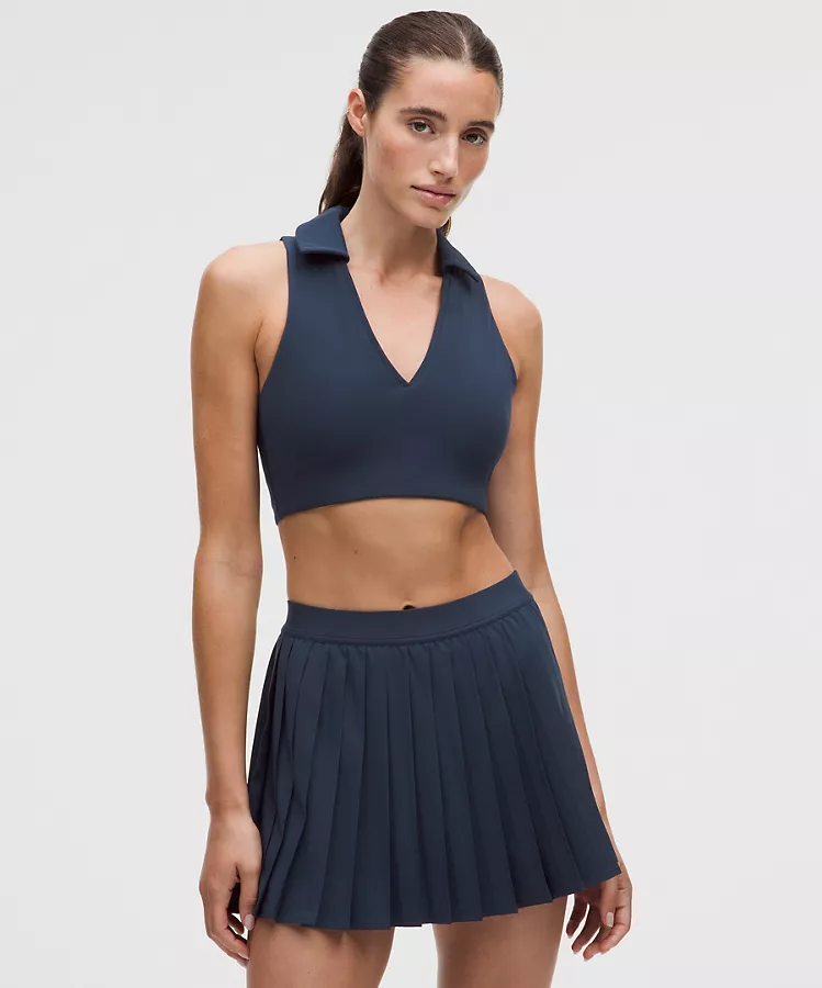 Collared Longline Ribbed Tennis Bra