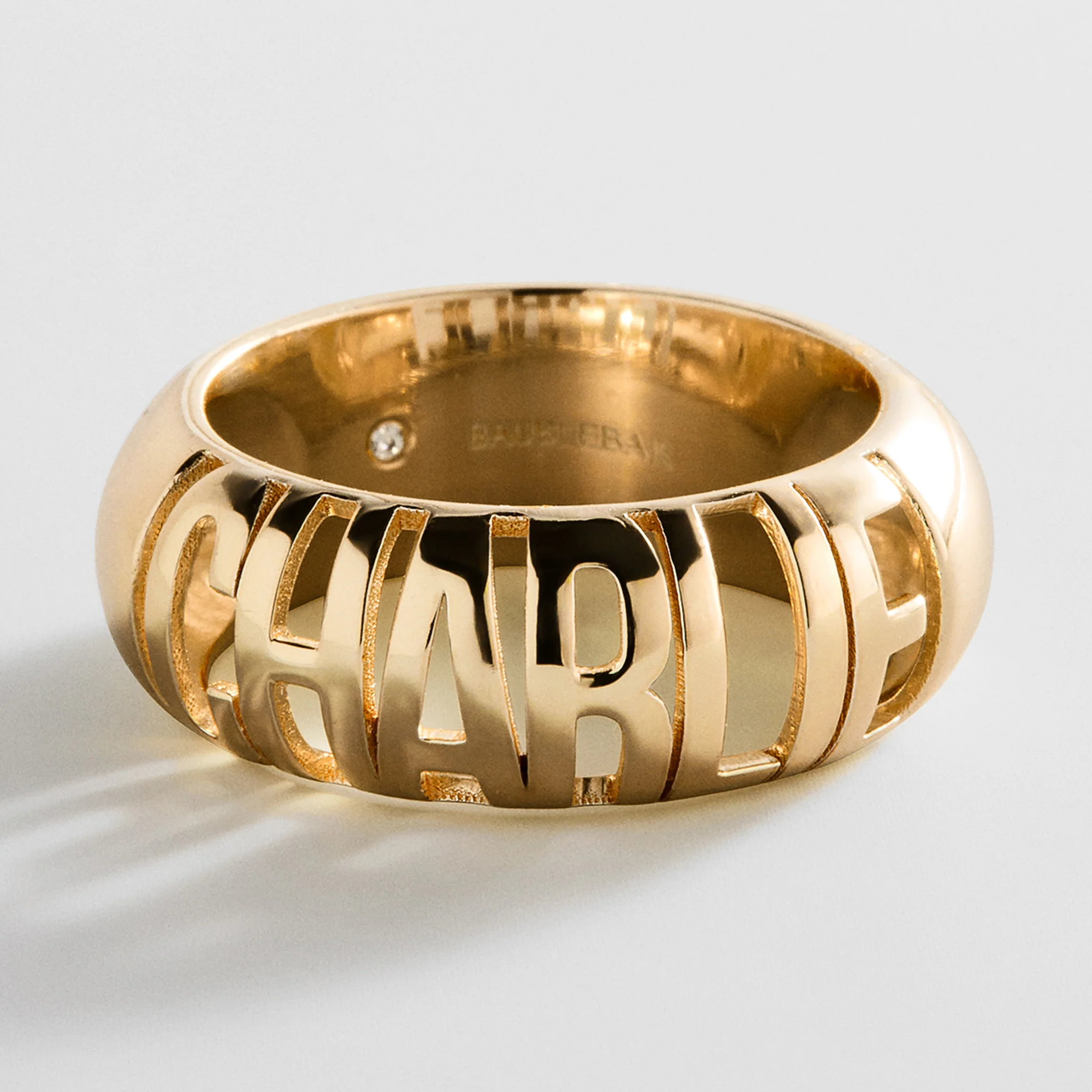 Domed Letter Custom Ring - Gold