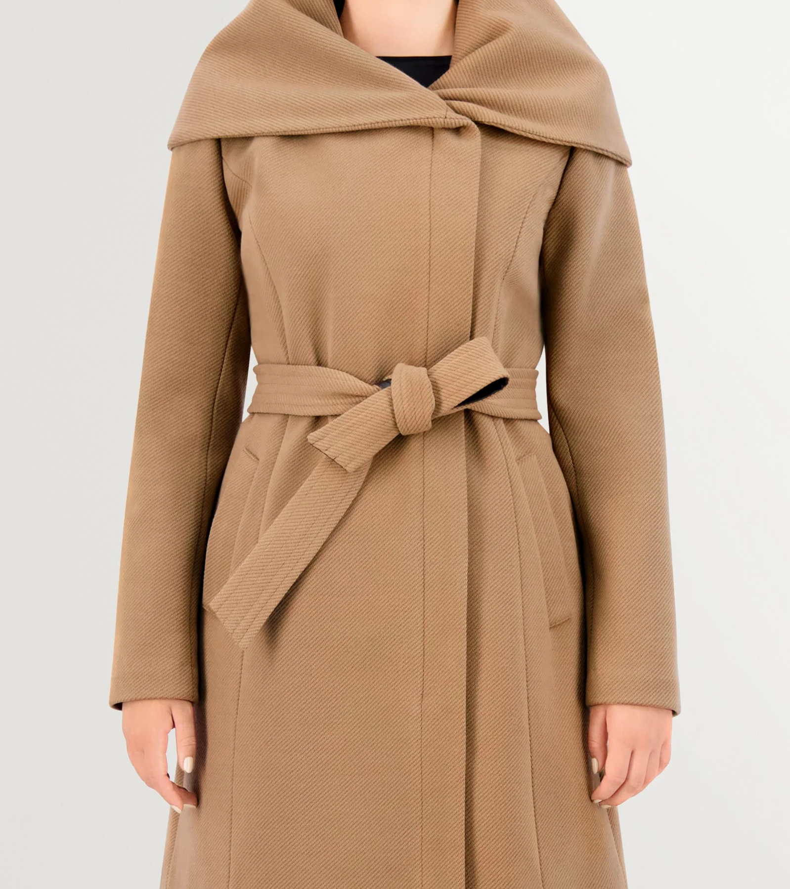 Women's Belted Asymmetrical Zip Front Twill Coat