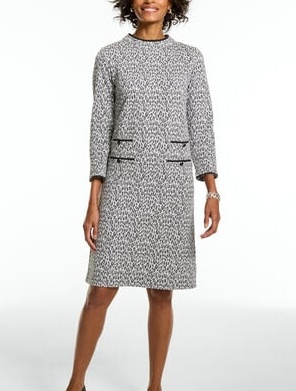 Knit Jacquard Shift Dress - Fabulous Leopard