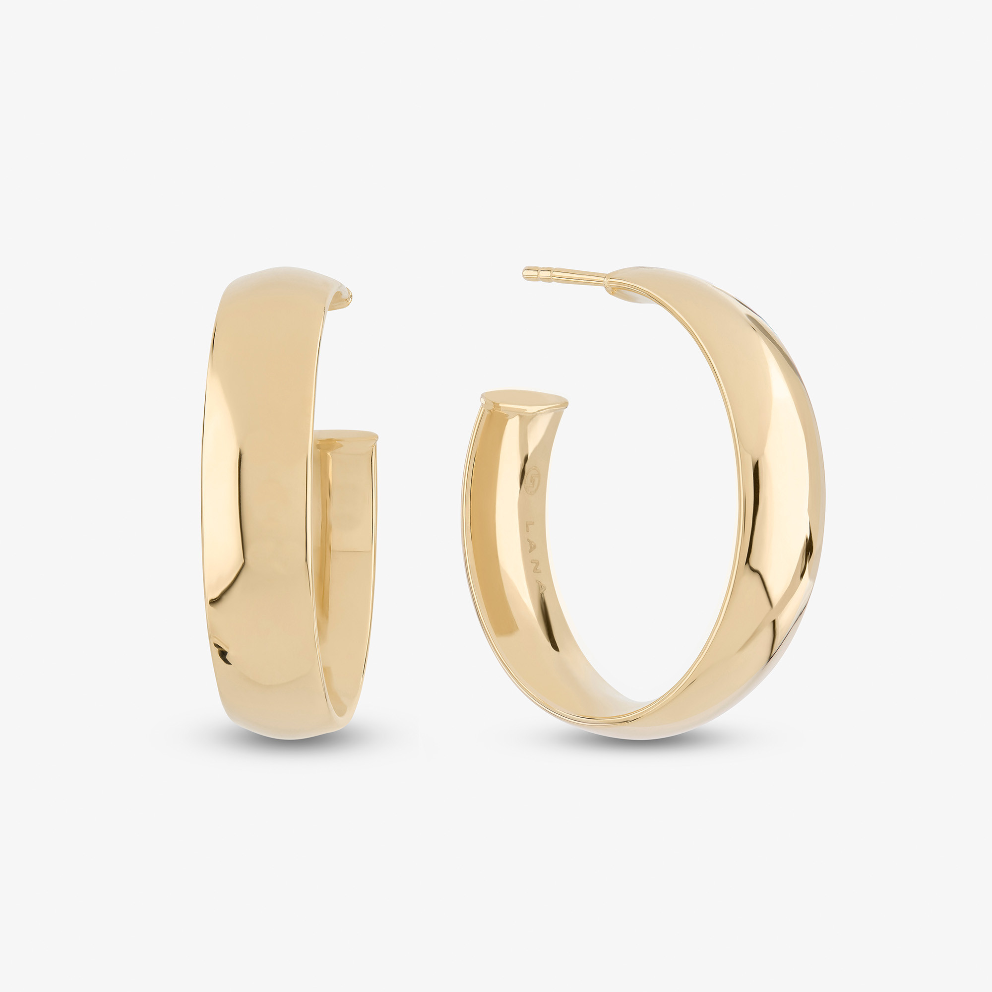 LANA 14K Yellow Gold Wide Width Hoop Earrings