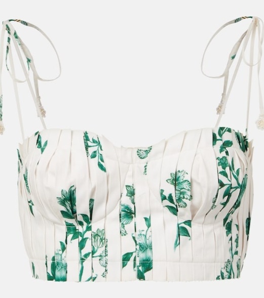 Moringa floral pleated cotton crop top