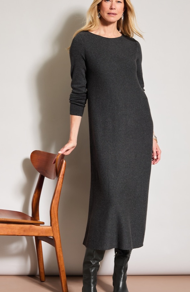 Boat-Neck Midi Sweaterdress