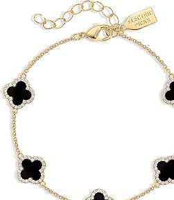 Mini Icon Bracelet - Black Enamel Clover