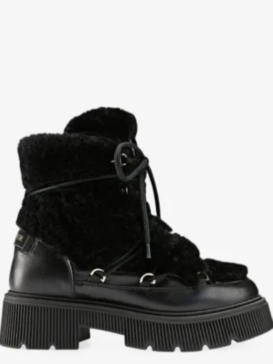 Turin wool-trim leather boots