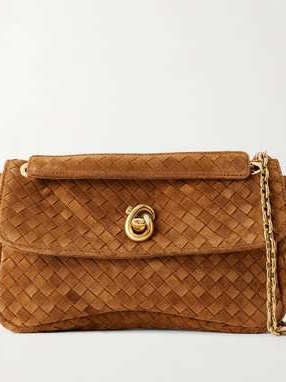 Madison Intrecciato suede shoulder bag