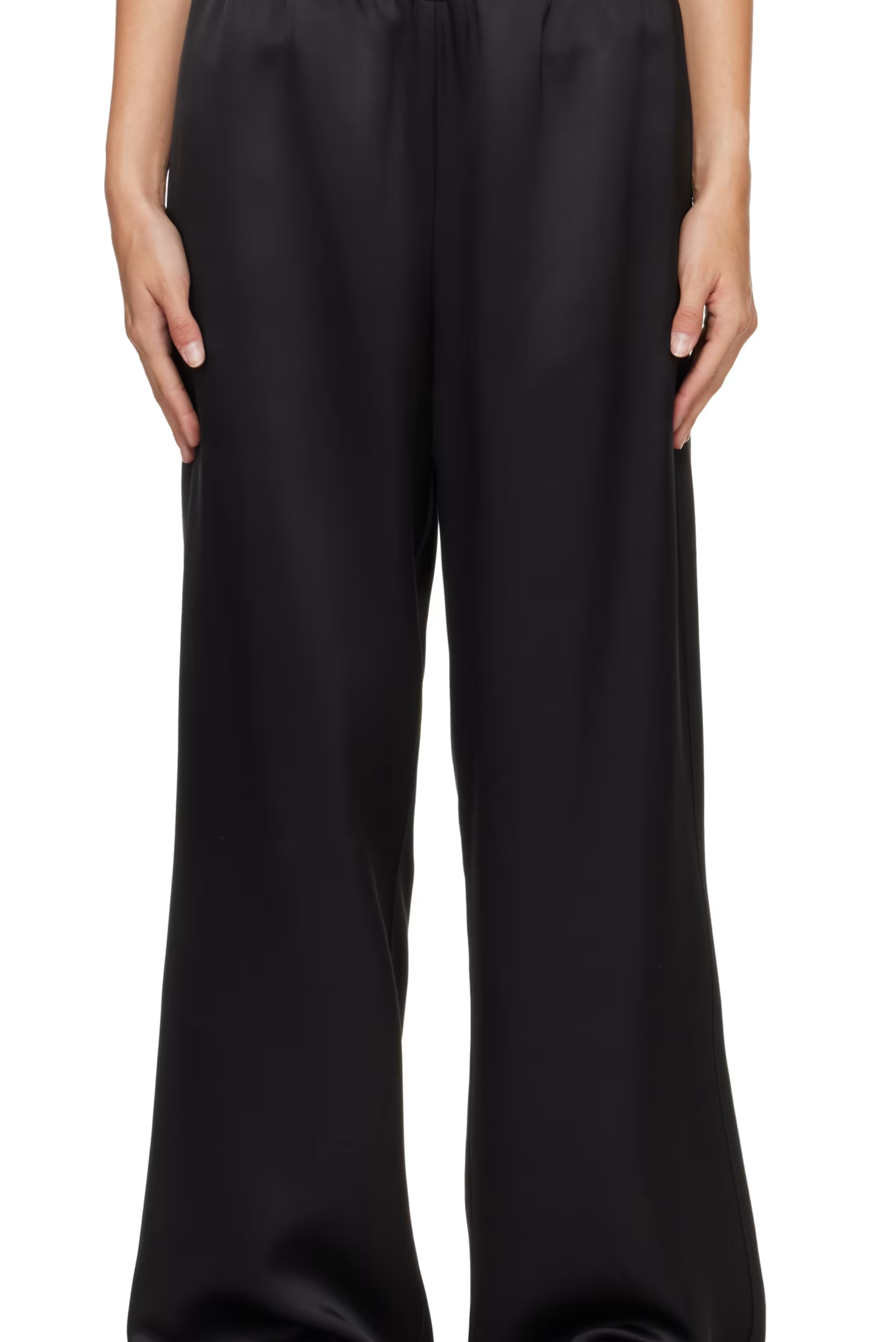 Róhe Black Relaxed Fit Satin Trousers