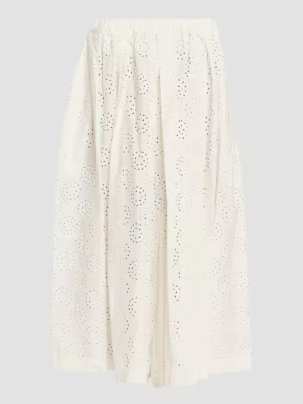 Pleated Cotton Wide-Leg Pants