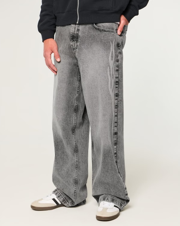 Flame Graphic Super Baggy Jeans