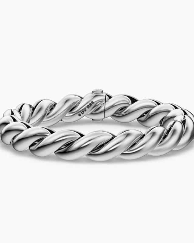Sculpted Cable Chain Bracelet In Sterling Silver 10mm