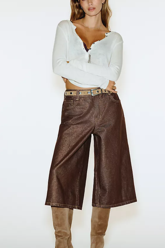 Pilcro Hazel High Rise Wide Leg Cropped Jeans