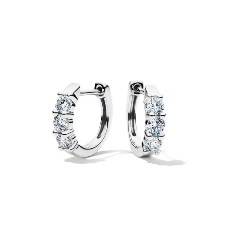 Lab Grown Diamond Huggie Hoop Earrings in 14K White Gold (1/2 ct. tw.)