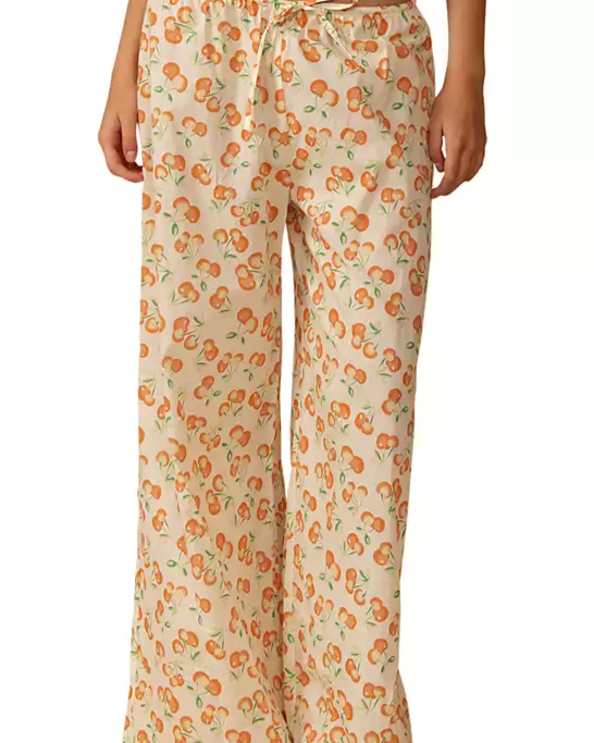 x Elsa Hosk Cherry Sherbet Drawstring Wide Leg Cover Up Pants