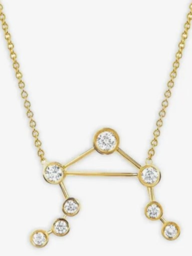 14K yellow gold Libra Constellation diamond necklace
