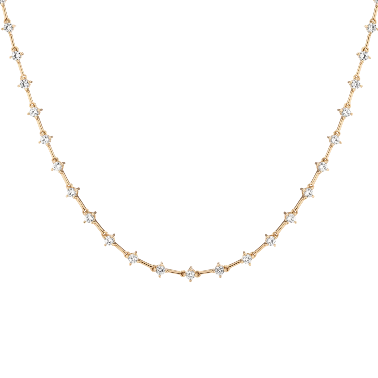 Lab Grown White Sapphire Bar Tennis Necklace