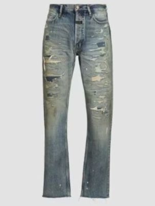 Repaired Straight-Leg Jeans
