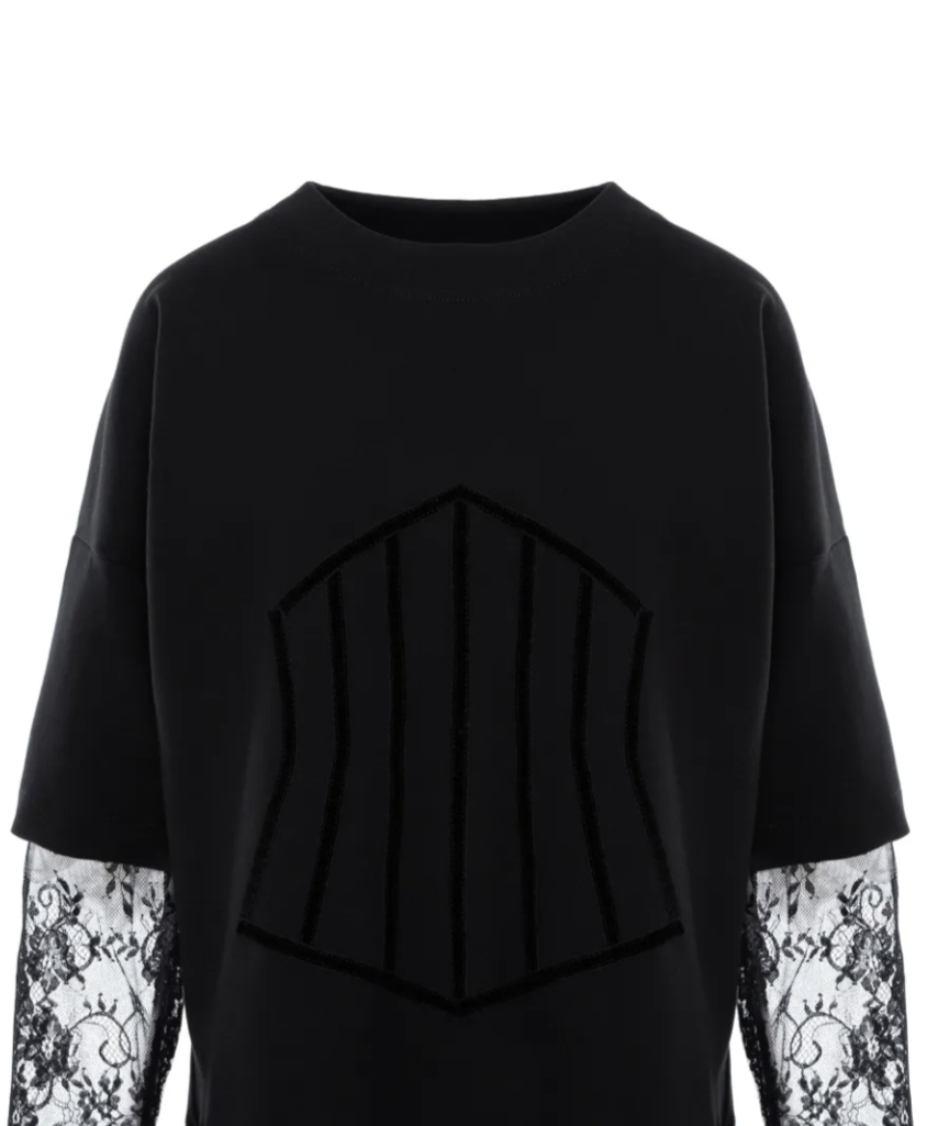Venice lace-sleeve panelled top