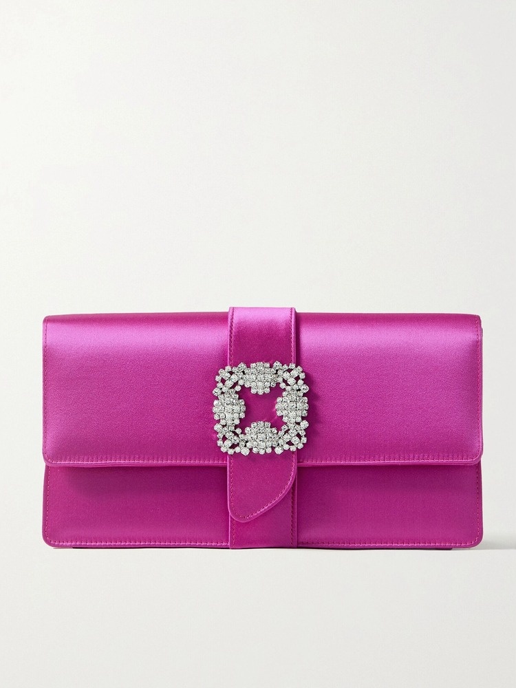 Capri crystal-embellished satin clutch