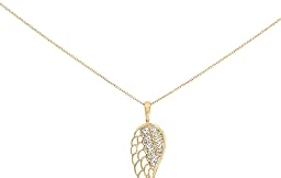 Gold Vermeil Diamond Accent Angel Wing Pendant Necklace