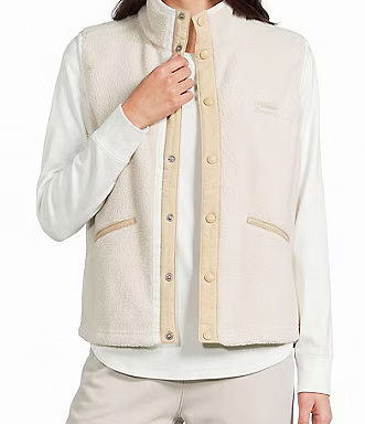 Helvetia Overlay Woven Stand Collar Button Front Vest