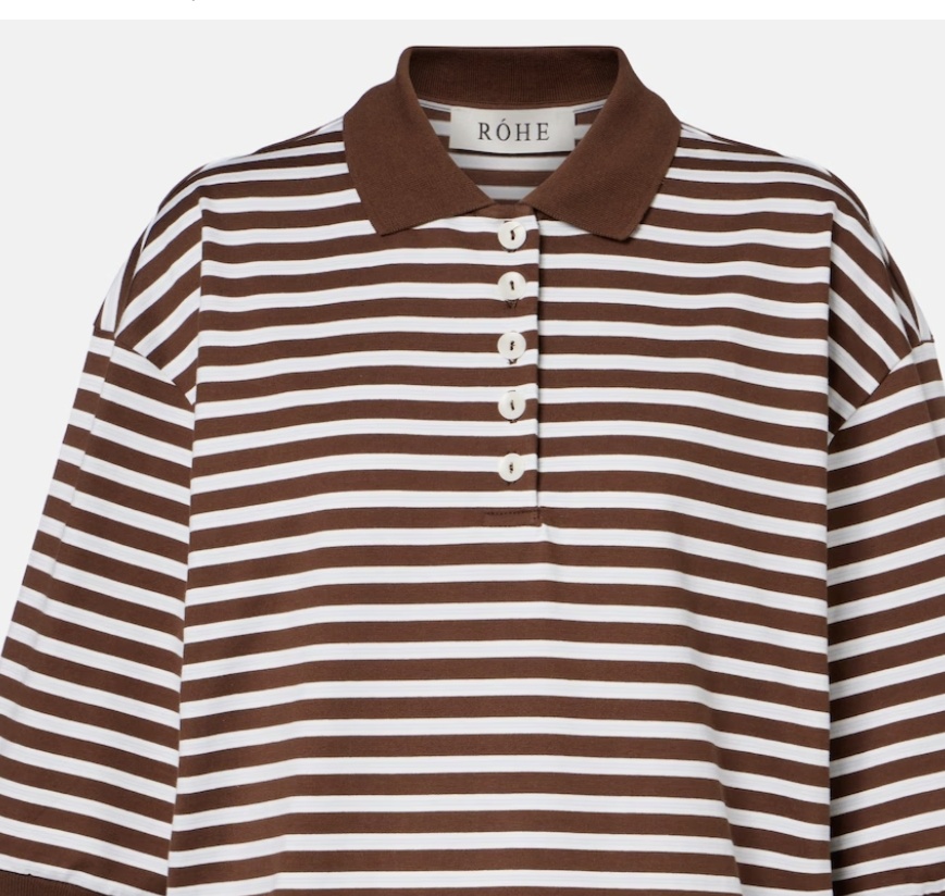 Striped oversized cotton polo shirt