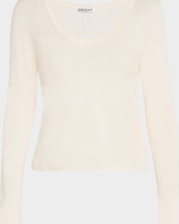 Scoop-Neck Knit T-Shirt