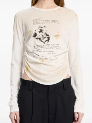 Distressed text-print T-shirt