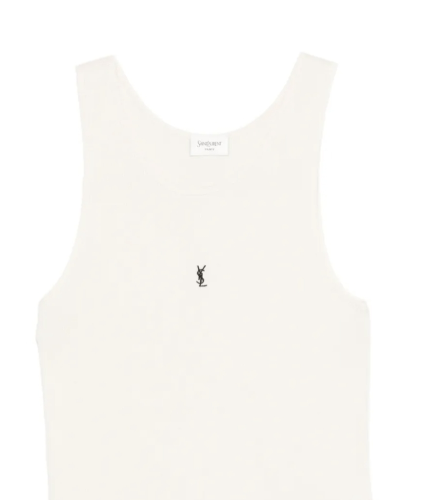 logo-embroidered tank top