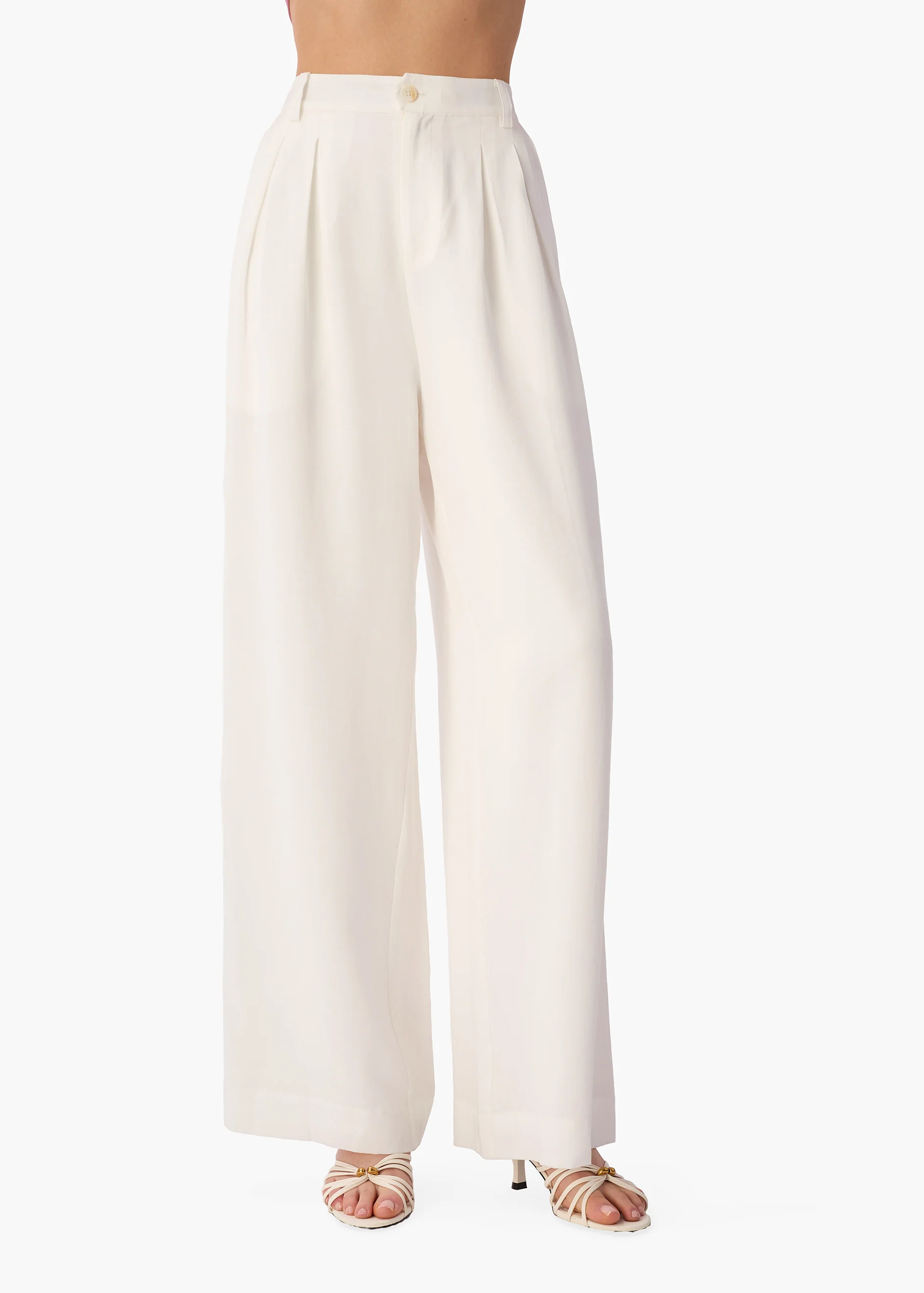 Davina Wide Leg Tencel Pant White