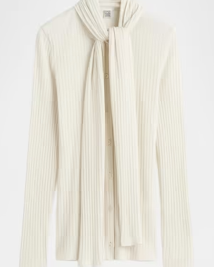 Toteme Ribbed Bow Blouse