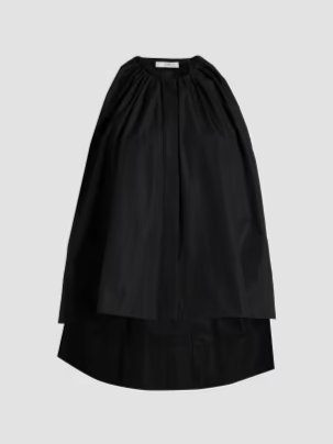 Gathered High-Low Cotton Poplin Top