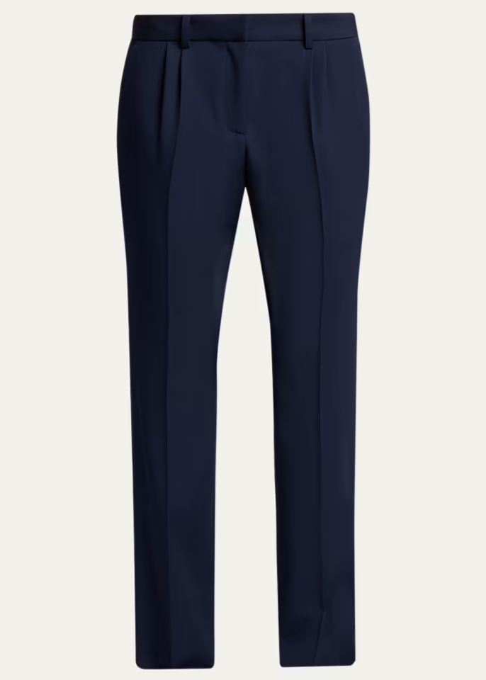 Barathea Wool Crepe Straight-Leg Trousers