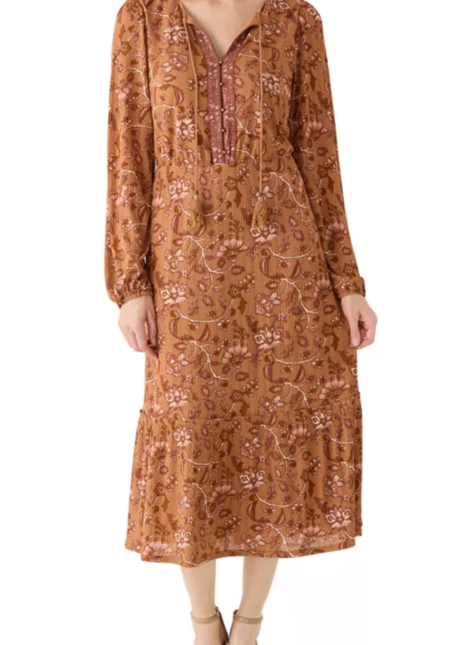 Women's Long Sleeve Peasant Maxi Dress