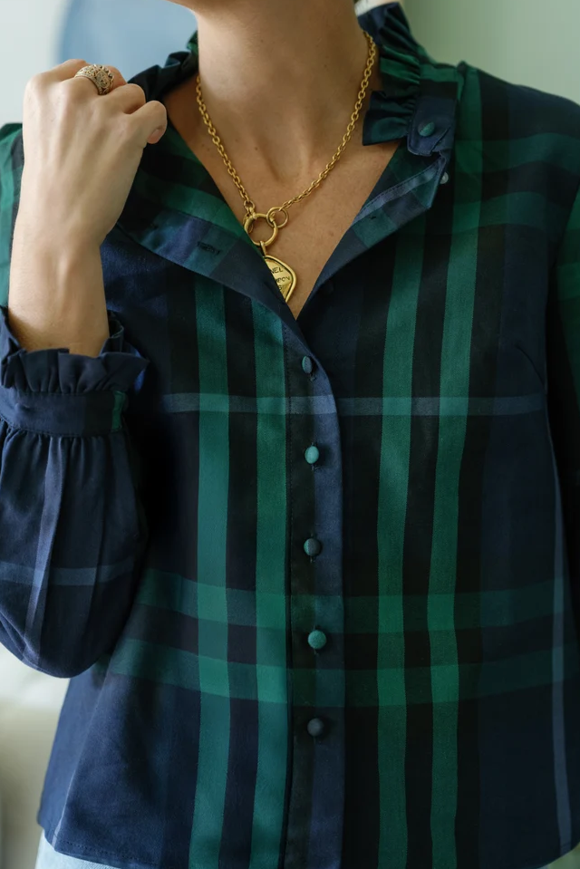 Miller Top in Navy Plaid